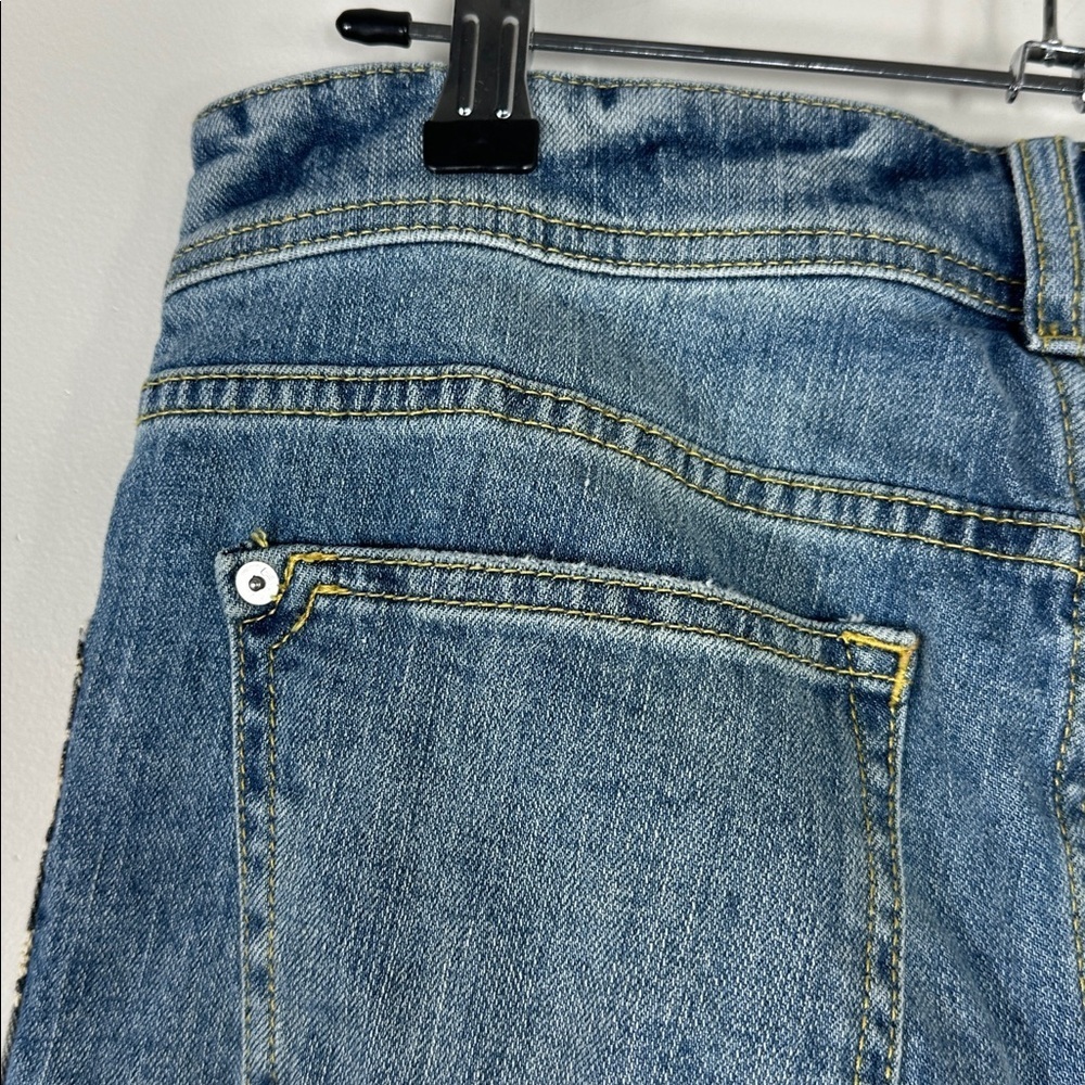 Anthropologie Pilcro & The Letterpress Patchwork Slim Boyfriend Blue Jeans 26 - Picture 12 of 14